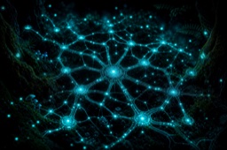 Self-organizing network — interconnected bioluminescent circuit nodes